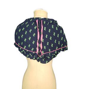 Tabitha Webb Sleepwear Button up and Shorts Navy with Cactus Print Size XS